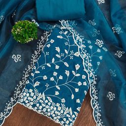 Panzora Embroidered Organza Unstitched Dress Material-image-55