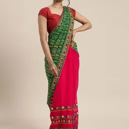 DIVASTRI Bandhani Embroidered Pure Georgette Half and Half Bandhani Saree-picture-53