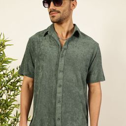Thomas Scott Men Relaxed Fit Terry Towel Casual Knit Shirt-picture-2
