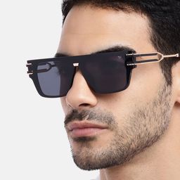 Arzonai Unisex Black Lens & Gold-Toned Aviator Sunglasses with UV Protected Lens-picture-8