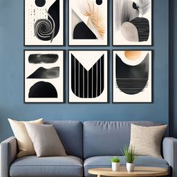 999Store White & Black 6 Pieces Canvas Wall Arts-picture-0
