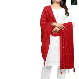 Kemza Selection Of 2 Geometric Embroidered Mirror Work Chanderi Dupattas-picture-3