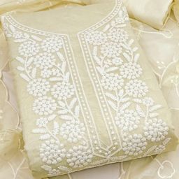 Maroosh Floral Emboidered Thread Work Unstitched Dress Material-image-105