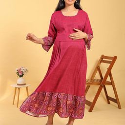 RITIJYA Women Floral Printed Floral Maternity Anarkali Kurta-55