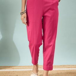 DIVASTRI Women Regular Fit Mid-Rise Pure Cotton Trousers-image-20