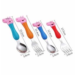 FunBlast Unicorn & Pig Printed Feeding Fork & Spoon Set Pack of 8 - Multicolour image 5
