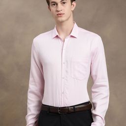 Turtle Spread Collar Classic Slim Fit Dobby Cotton Formal Shirt-image-75