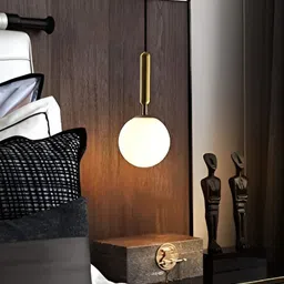 KINIS Gold-Toned & White Textured Spherical Shaped Ceiling Lamp-2