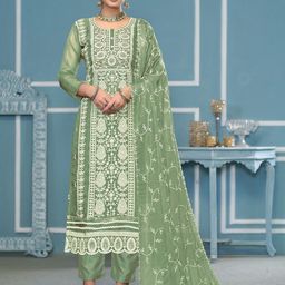 MANVAA Embroidered Organza Unstitched Dress Material-image-55