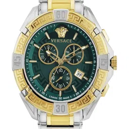 Versace Men Patterned Dial & Stainless Steel Straps Analogue Chronograph Watch VE5CA0423-17