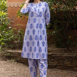 FIORRA Women Floral Printed Pure Cotton Kurta With Trousers-36