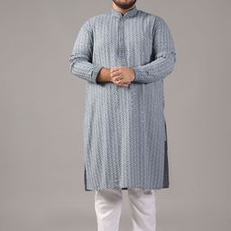 SOJANYA PLUS Men Embroidered Regular Sequinned Pure Cotton Kurta with Churidar-52