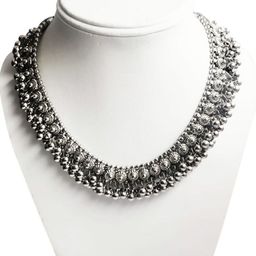 Sangria Oxidized Ghungroo Necklace-image-49