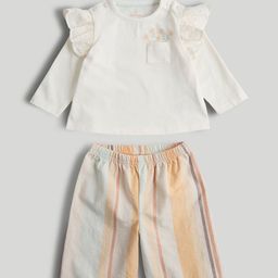 mothercare Girls Long Sleeves Pure Cotton Top With Trousers-image-27