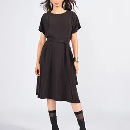 AND Women Round Neck Flared Sleeve Fit & Flare Dress-image-29