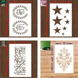 (Size:- 16X24 Inch) THEME-Islamic, Star, ARABIC AND Damask Pattern Suitable For Bedroom, Drawing Room & Office Decoration Modern Home Wall Arts Stencil-image-19