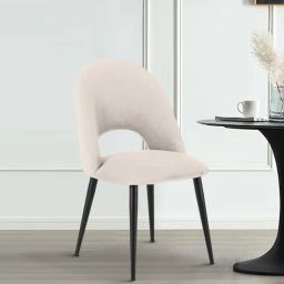 casacraft from pepperfry Deva Velvet Dining Chair In Black & Off White Colour-picture-24