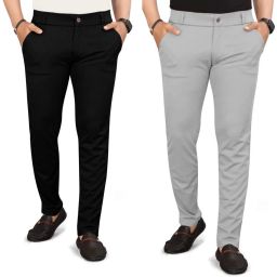 Pack of 2 Men Regular Fit Multicolor Linen Blend Trousers-image-29