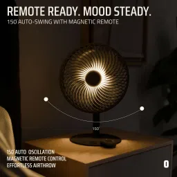 house goods FLOW Rechargeable High-Speed Cordless Table Fan with LED Light & Remote Control 5 Star 4 Blade Table Fan image 3