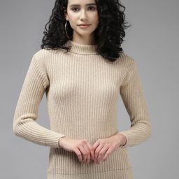 Cayman Women Beige Ribbed Wool Pullover-picture-21