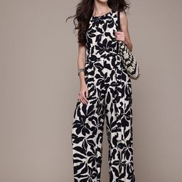 MANGO Floral Printed Round Neck Basic Jumpsuit with Belt-7