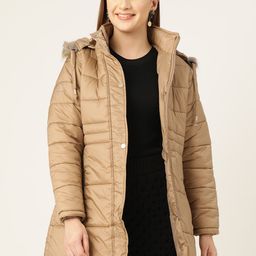 Okane Women Longline Parka Jacket with Detachable Hood-image-44