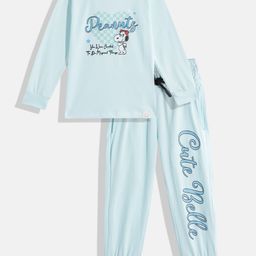 Happy Faces Girls Pure Cotton Peanuts Printed T-shirt with Joggers-image-80