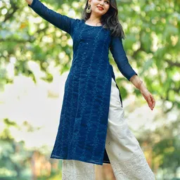 Libas Floral Embroidered Chanderi Silk Kurta-image-97