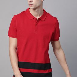 Roadster Men Red & Black Striped Polo Collar T-shirt-image-18