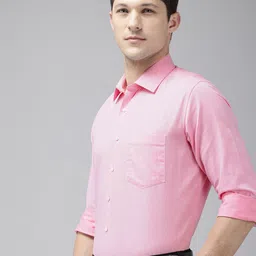 Van Heusen Self Design Slim Fit Opaque Pure Cotton Formal Shirt-image-60