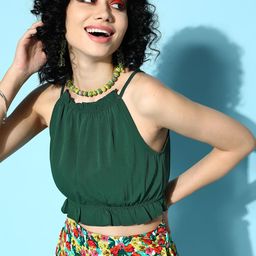 Berrylush Gorgeous Green Solid New Neckline Top-image-9