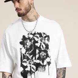 HERE&NOW Printed Drop-Shoulder Sleeves Oversized Pure Cotton T-shirt-picture-47
