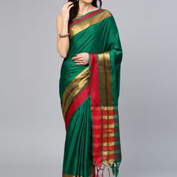 Saree mall Green & Maroon Solid Saree-picture-25