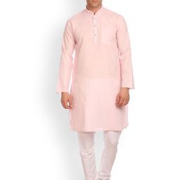 Wintage Men Pink & White Solid Kurta with Pyjamas-18