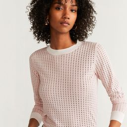 MANGO Women Pink Open-Knit Pullover-picture-10