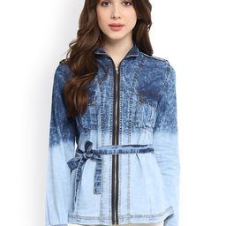 StyleStone Blue Belted Denim Jacket-image-55
