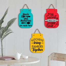 SEHAZ ARTWORKS Red & Yellow 3 Pieces Wooden Wall Decor-image-71