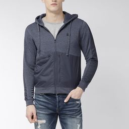 Flying Machine Men Navy Blue Solid Hooded Sweatshirt-picture-10