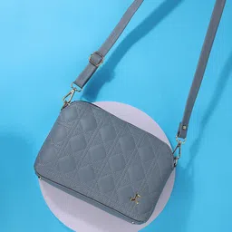 Mochi Blue Structured Sling Bag with Quilted-24