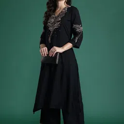 Indo Era Solid Kurta with Trousers with Embroidered Detail image 5