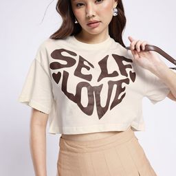 glitchez Typography Printed Boxy Fit Crop T-shirt-image-11