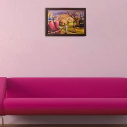 eCraftIndia Multicoloured Village Scene Satin Matt Texture Framed Artwork-image-79