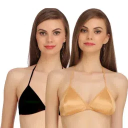 AROUSY Black & Golden Cotton Backless Bras - Pack Of 2-image-74