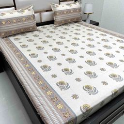 Pure Decor Royal Passion White Floral Printed Cotton 400TC Queen Bedsheet Set 2.54 x 2.28m-image-29