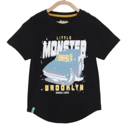 3PIN Boys Black Cotton Printed T-Shirt-picture-2