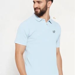 Vimal Jonney Blue Regular Fit Solid Polo T-Shirt-image-48