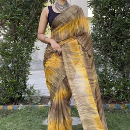 HERE&NOW Leheriya Pure Chiffon Jamdani Saree-image-65
