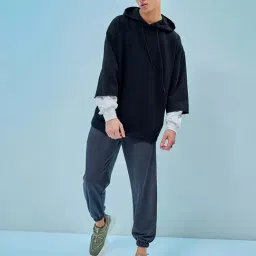 Bewakoof Men Black Terry Loose Fit Sweatshirt-picture-42