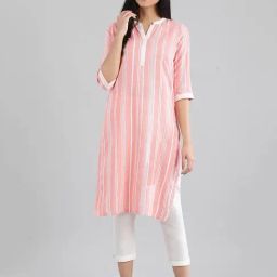 Aurelia Peach Striped Kurta-image-49