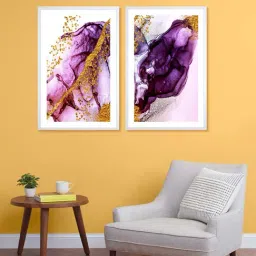 999Store Purple & Gold Printed Abstract Wall Painting-70